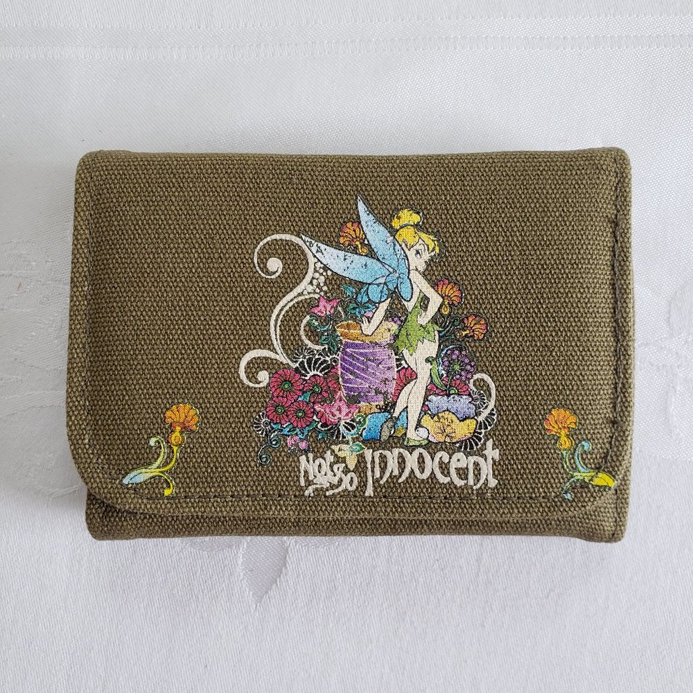 Genuine DISNEY Not So Innocent Tinkerbell canvas billfold Army green